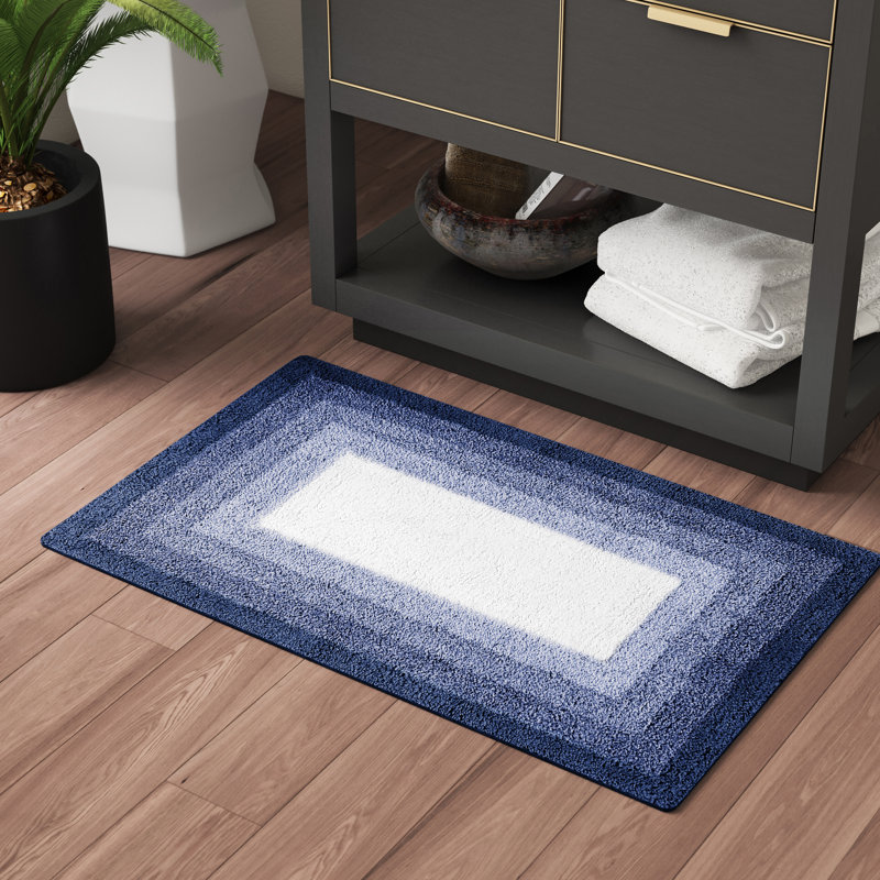 Latitude Run® Zenda Ombré Border Rectangle 100 Cotton Reversible Striped 2 piece Bath Rug Set